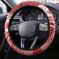 Tonga Ngatu Kupesi Royal Red Steering Wheel Cover Koe Otua Mo Tonga Ko Hoku Tofia LT7 - Polynesian Pride
