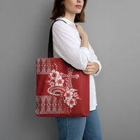 Tonga Ngatu Kupesi Royal Red Tote Bag Koe Otua Mo Tonga Ko Hoku Tofia LT7 - Polynesian Pride