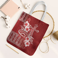 Tonga Ngatu Kupesi Royal Red Tote Bag Koe Otua Mo Tonga Ko Hoku Tofia LT7 White Strap One Size Red - Polynesian Pride
