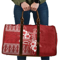 Tonga Ngatu Kupesi Royal Red Travel Bag Koe Otua Mo Tonga Ko Hoku Tofia LT7 Red - Polynesian Pride
