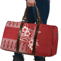 Tonga Ngatu Kupesi Royal Red Travel Bag Koe Otua Mo Tonga Ko Hoku Tofia LT7 - Polynesian Pride