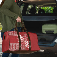 Tonga Ngatu Kupesi Royal Red Travel Bag Koe Otua Mo Tonga Ko Hoku Tofia LT7 - Polynesian Pride