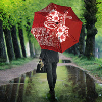 Tonga Ngatu Kupesi Royal Red Umbrella Koe Otua Mo Tonga Ko Hoku Tofia LT7 - Polynesian Pride
