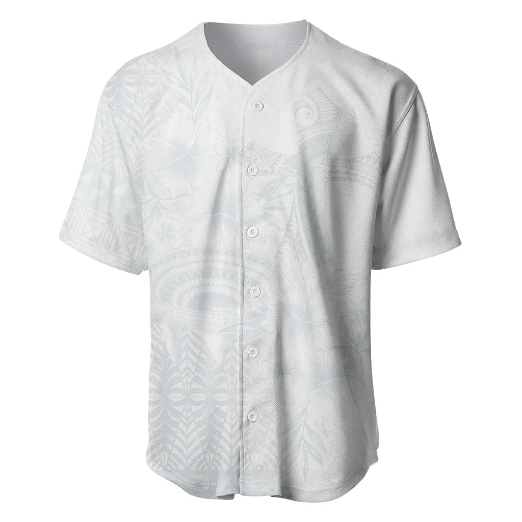 Tonga Ngatu Kupesi White Sunday Fakame Baseball Jersey Koe Otua Mo Tonga Ko Hoku Tofia LT7 White - Polynesian Pride