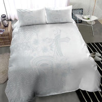 Tonga Ngatu Kupesi White Sunday Fakame Bedding Set Koe Otua Mo Tonga Ko Hoku Tofia LT7 - Polynesian Pride