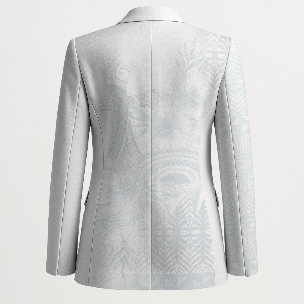 Tonga Ngatu Kupesi White Sunday Fakame Blazer Koe Otua Mo Tonga Ko Hoku Tofia LT7 - Polynesian Pride