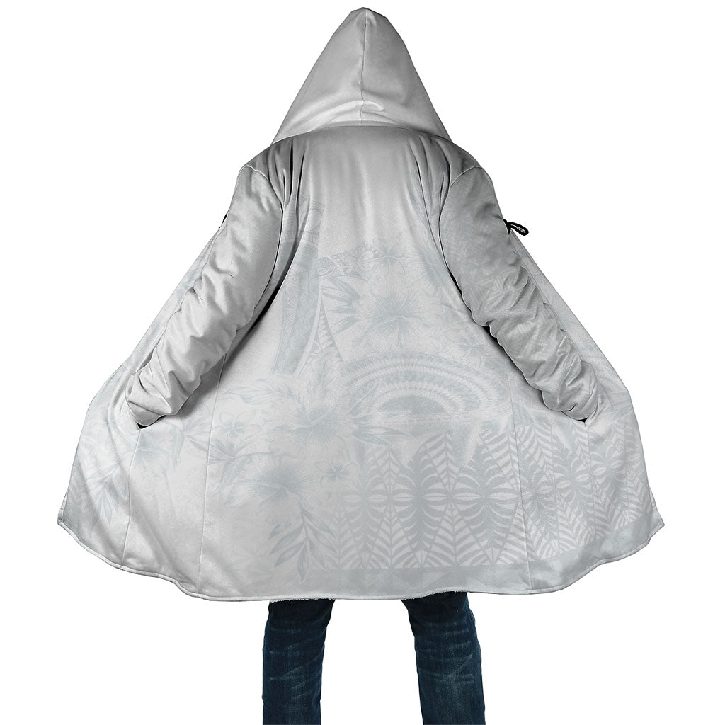 Tonga Ngatu Kupesi White Sunday Fakame Cloak Koe Otua Mo Tonga Ko Hoku Tofia LT7 Unisex White - Polynesian Pride