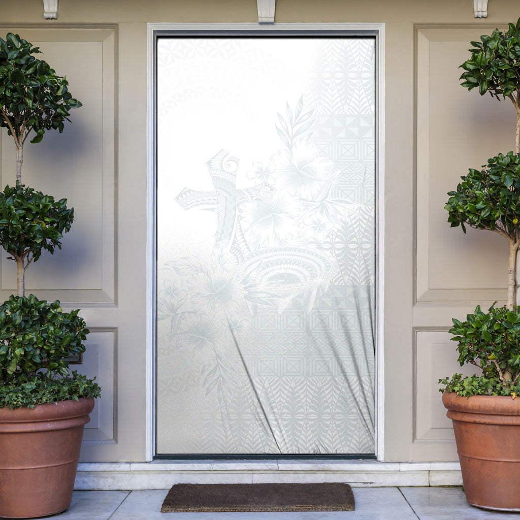 Tonga Ngatu Kupesi White Sunday Fakame Door Cover Koe Otua Mo Tonga Ko Hoku Tofia LT7 White - Polynesian Pride