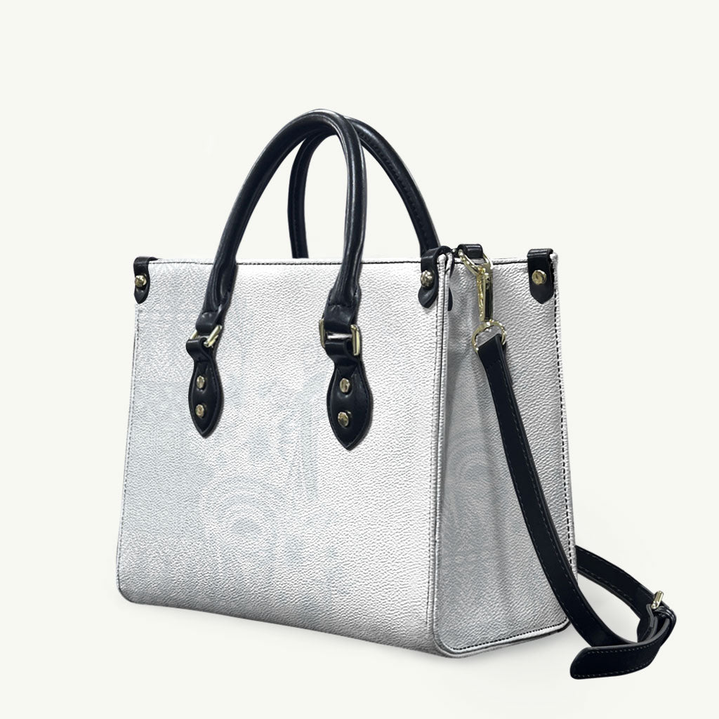 Tonga Ngatu Kupesi White Sunday Fakame Leather Bag Koe Otua Mo Tonga Ko Hoku Tofia LT7 White - Polynesian Pride