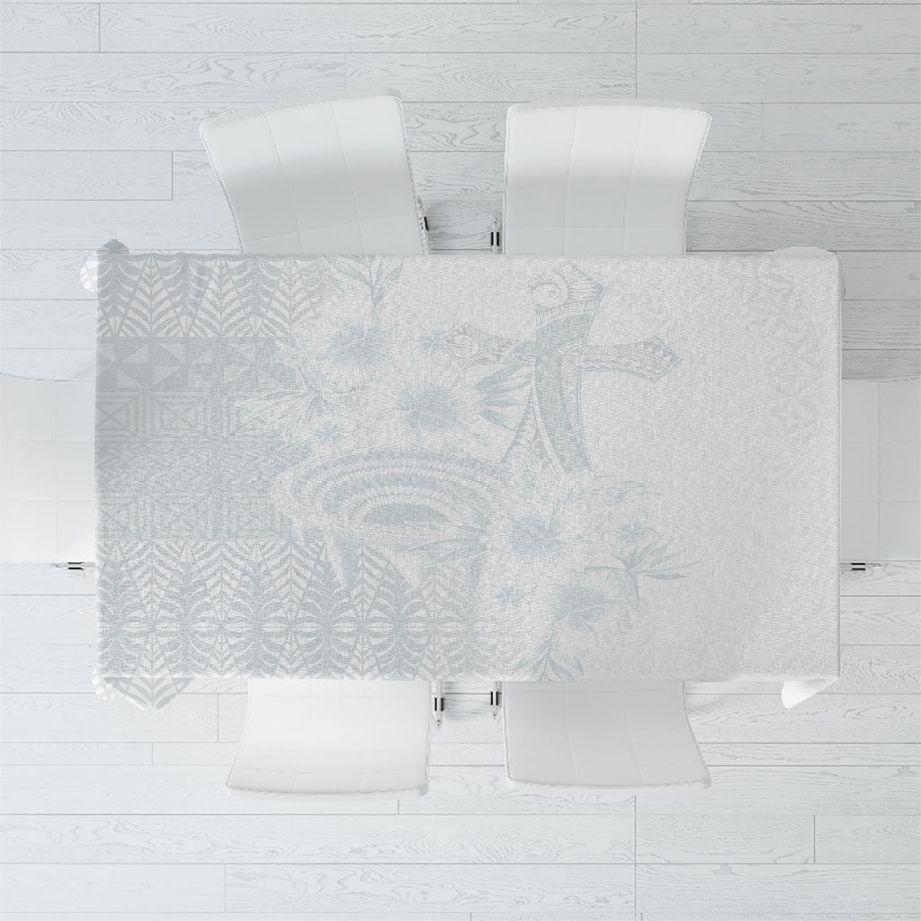 Tonga Ngatu Kupesi White Sunday Fakame Tablecloth Koe Otua Mo Tonga Ko Hoku Tofia LT7 White - Polynesian Pride
