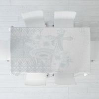Tonga Ngatu Kupesi White Sunday Fakame Tablecloth Koe Otua Mo Tonga Ko Hoku Tofia LT7 White - Polynesian Pride