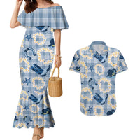 Aloha Hawaii Paniolo Jeans Palaka Couples Matching Mermaid Dress and Hawaiian Shirt Coastal Rodeo LT7 Pastel Blue - Polynesian Pride