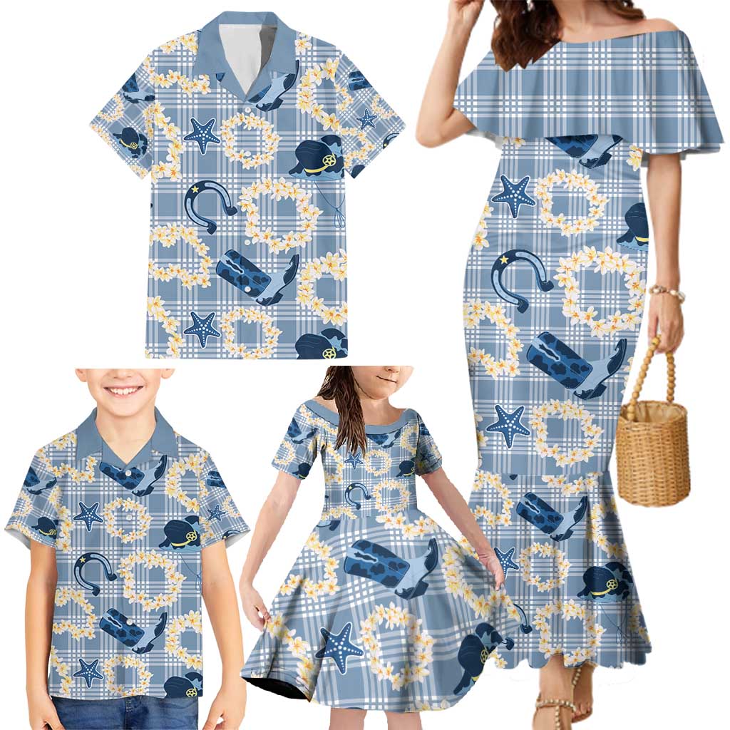 Aloha Hawaii Paniolo Jeans Palaka Family Matching Mermaid Dress and Hawaiian Shirt Coastal Rodeo LT7 - Polynesian Pride