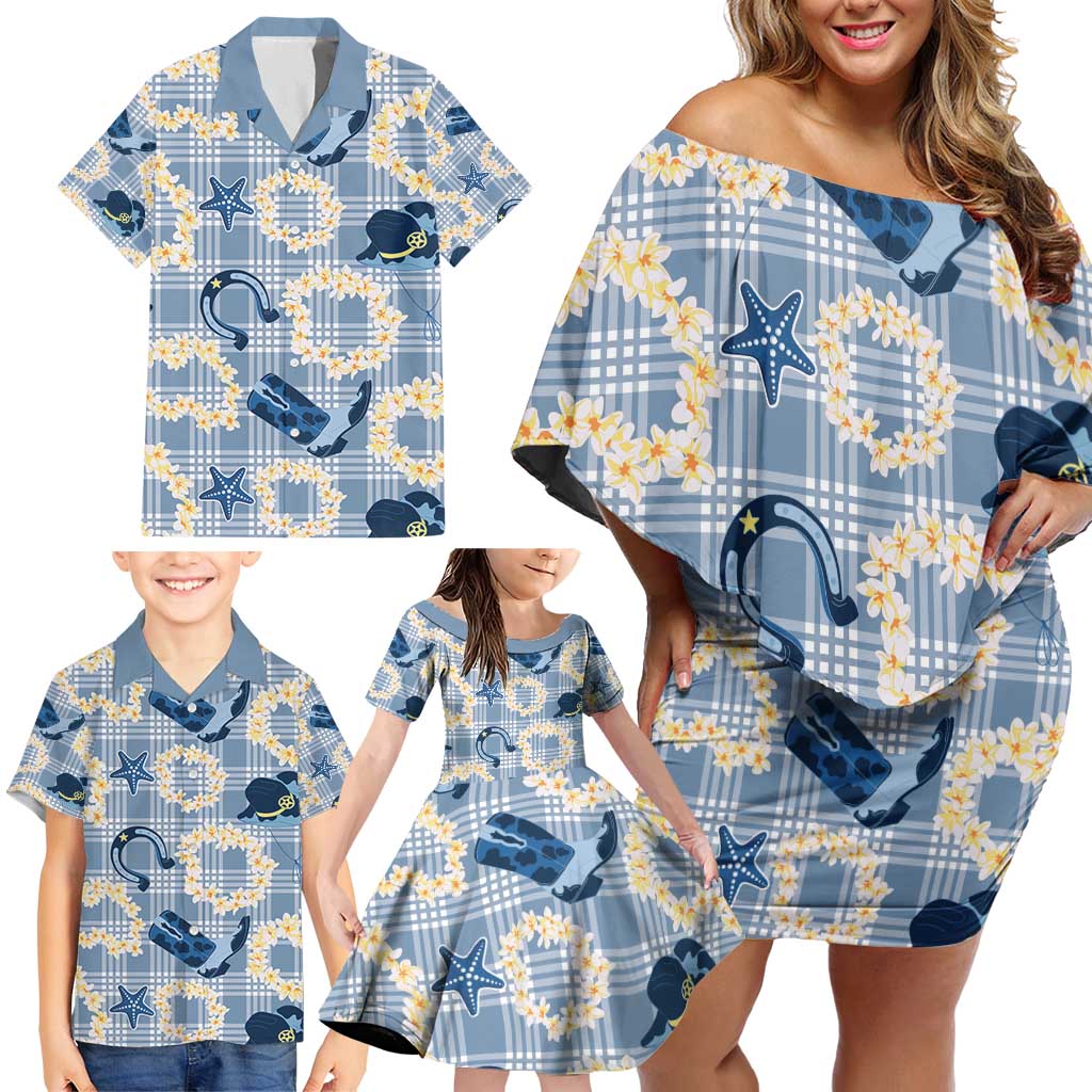 Aloha Hawaii Paniolo Jeans Palaka Family Matching Off Shoulder Short Dress and Hawaiian Shirt Coastal Rodeo LT7 - Polynesian Pride