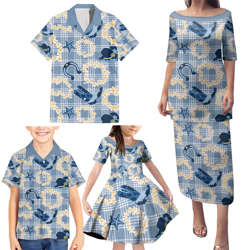 Aloha Hawaii Paniolo Jeans Palaka Family Matching Puletasi and Hawaiian Shirt Coastal Rodeo LT7 - Polynesian Pride