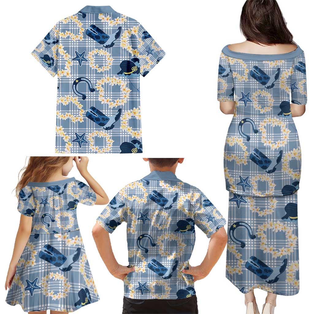 Aloha Hawaii Paniolo Jeans Palaka Family Matching Puletasi and Hawaiian Shirt Coastal Rodeo LT7 - Polynesian Pride