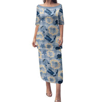 Aloha Hawaii Paniolo Jeans Palaka Family Matching Puletasi and Hawaiian Shirt Coastal Rodeo LT7 Mom's Dress Pastel Blue - Polynesian Pride