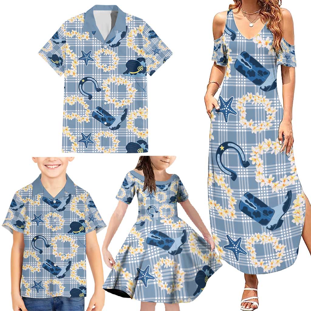 Aloha Hawaii Paniolo Jeans Palaka Family Matching Summer Maxi Dress and Hawaiian Shirt Coastal Rodeo LT7 - Polynesian Pride