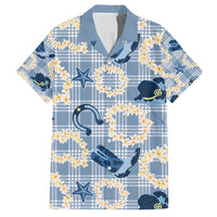 Aloha Hawaii Paniolo Jeans Palaka Family Matching Summer Maxi Dress and Hawaiian Shirt Coastal Rodeo LT7 Dad's Shirt - Short Sleeve Pastel Blue - Polynesian Pride
