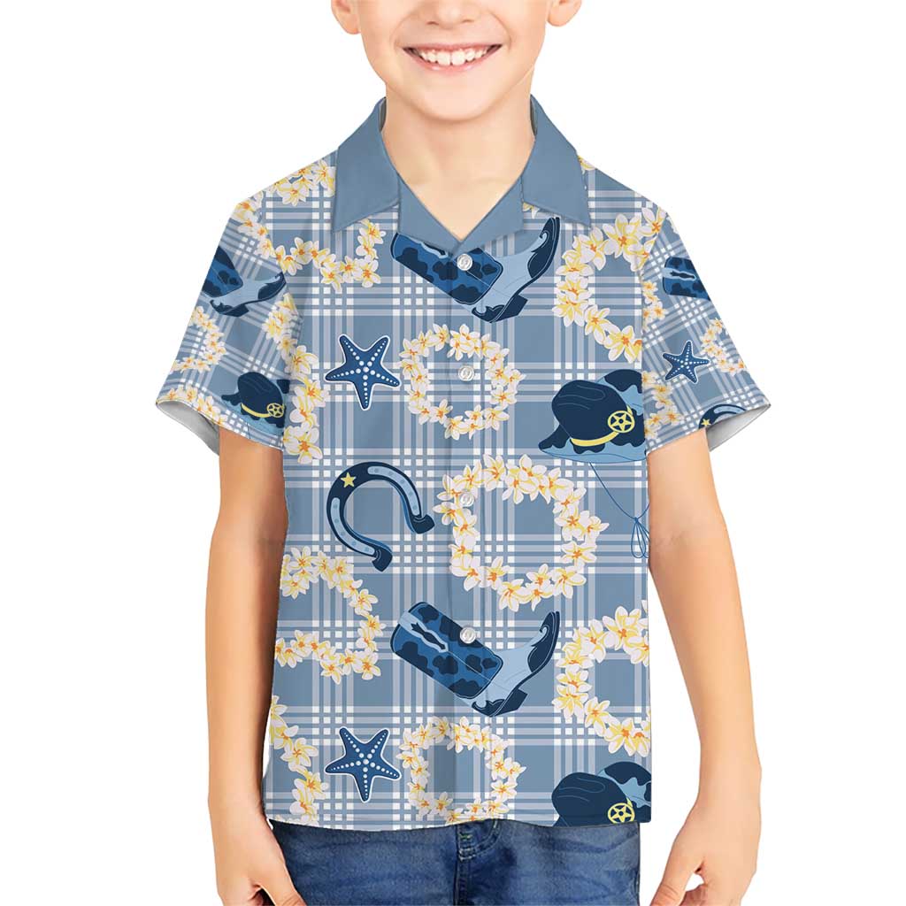 Aloha Hawaii Paniolo Jeans Palaka Kid Hawaiian Shirt Coastal Rodeo LT7 Kid Pastel Blue - Polynesian Pride