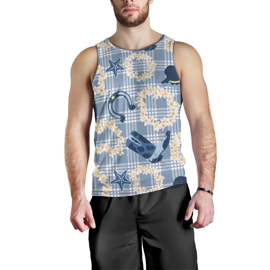 Aloha Hawaii Paniolo Jeans Palaka Men Tank Top Coastal Rodeo - Polynesian Pride
