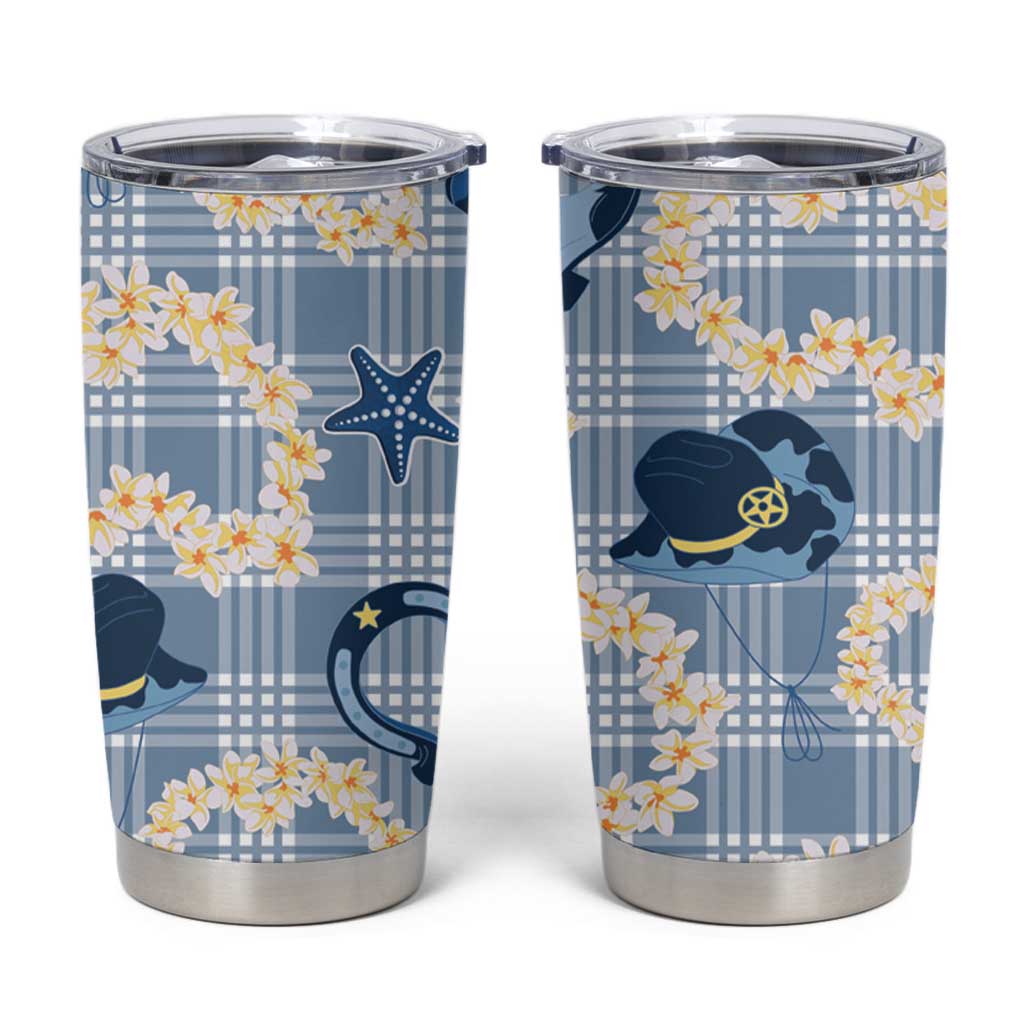 Aloha Hawaii Paniolo Jeans Palaka Tumbler Cup Coastal Rodeo LT7 Pastel Blue - Polynesian Pride