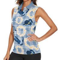 Aloha Hawaii Paniolo Jeans Palaka Women Sleeveless Polo Shirt Coastal Rodeo LT7 - Polynesian Pride