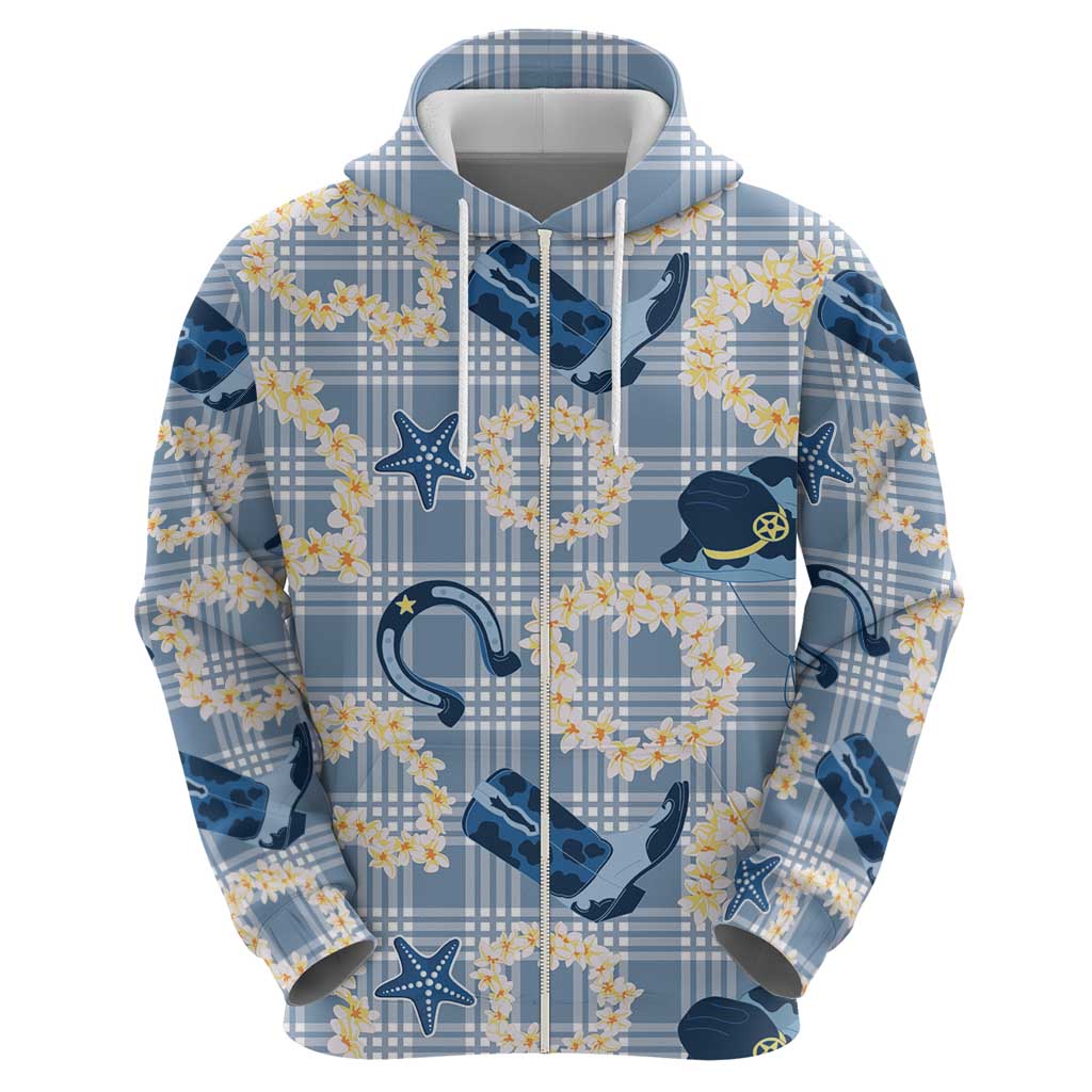 Aloha Hawaii Paniolo Jeans Palaka Zip Hoodie Coastal Rodeo - Polynesian Pride