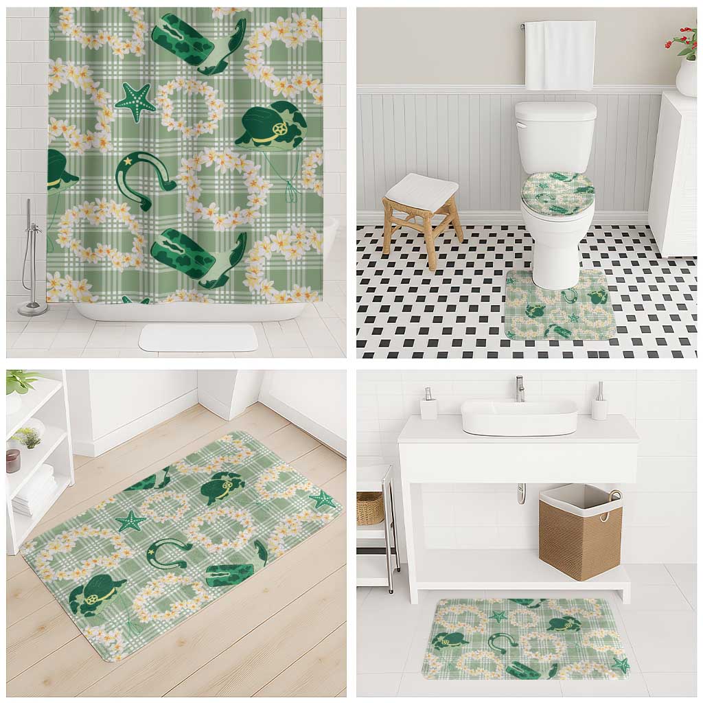 Aloha Hawaii Paniolo Mint Palaka Bathroom Set Coastal Rodeo - Polynesian Pride