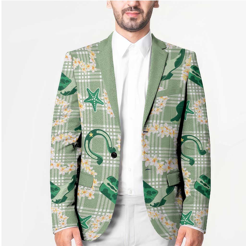 Aloha Hawaii Paniolo Mint Palaka Blazer Coastal Rodeo - Polynesian Pride