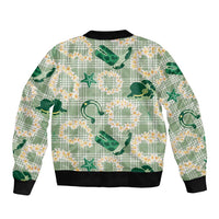 Aloha Hawaii Paniolo Mint Palaka Bomber Jacket Coastal Rodeo - Polynesian Pride