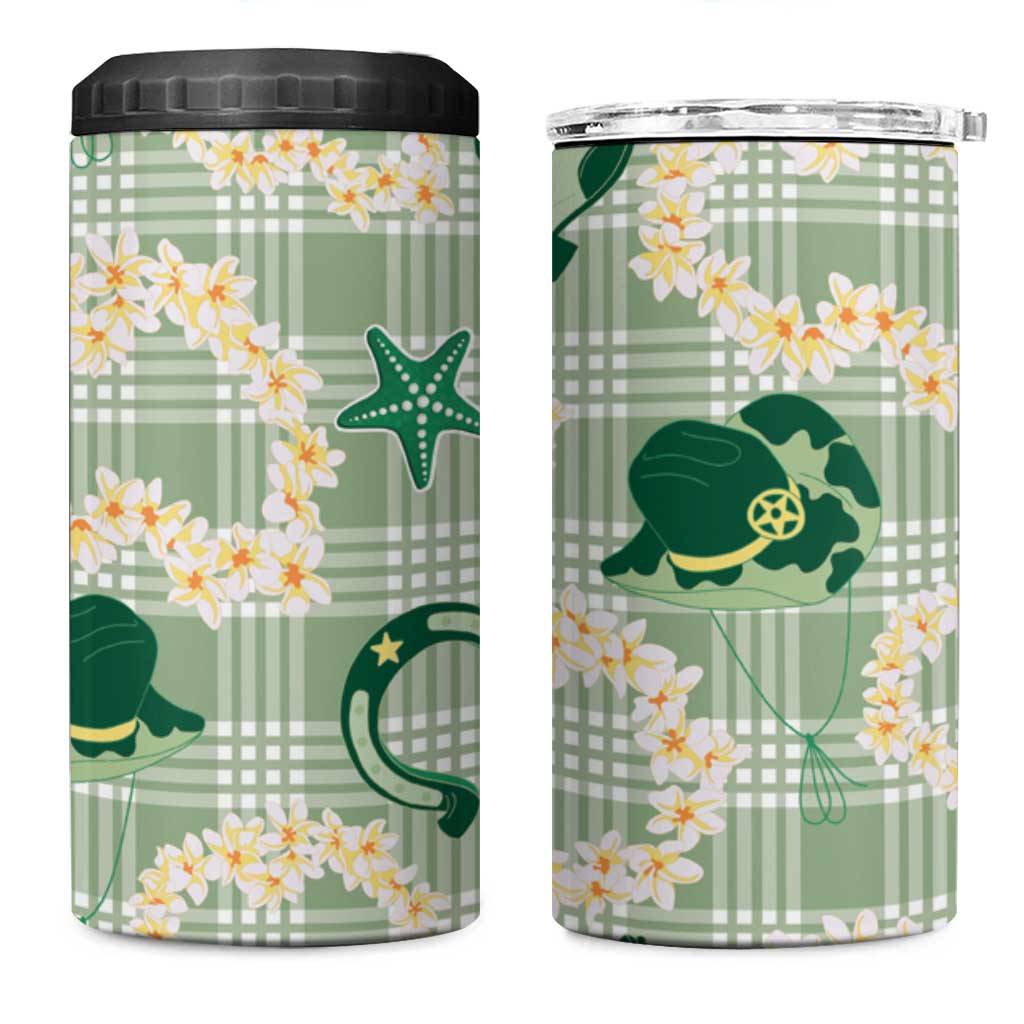 Aloha Hawaii Paniolo Mint Palaka 4 in 1 Can Cooler Tumbler Coastal Rodeo LT7 One Size: 16 oz Mint - Polynesian Pride