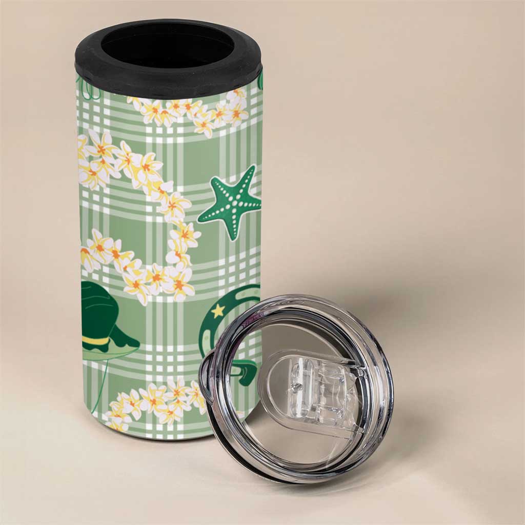 Aloha Hawaii Paniolo Mint Palaka 4 in 1 Can Cooler Tumbler Coastal Rodeo LT7 - Polynesian Pride