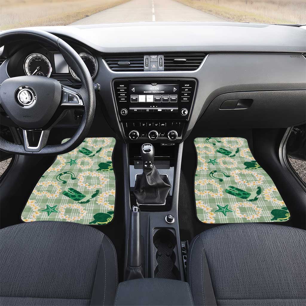 Aloha Hawaii Paniolo Mint Palaka Car Mats Coastal Rodeo - Polynesian Pride