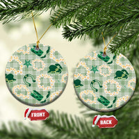 Aloha Hawaii Paniolo Mint Palaka Ceramic Ornament Coastal Rodeo - Polynesian Pride