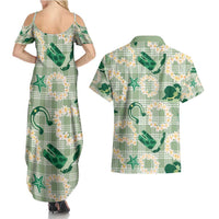 Aloha Hawaii Paniolo Mint Palaka Couples Matching Summer Maxi Dress and Hawaiian Shirt Coastal Rodeo LT7 - Polynesian Pride
