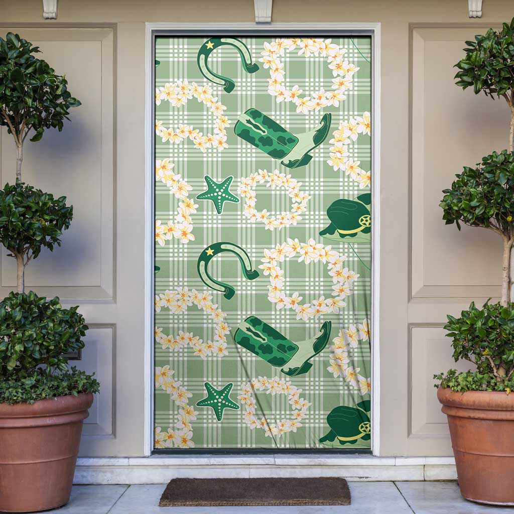 Aloha Hawaii Paniolo Mint Palaka Door Cover Coastal Rodeo - Polynesian Pride