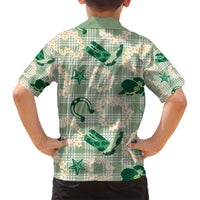 Aloha Hawaii Paniolo Mint Palaka Family Matching Long Sleeve Bodycon Dress and Hawaiian Shirt Coastal Rodeo LT7 - Polynesian Pride