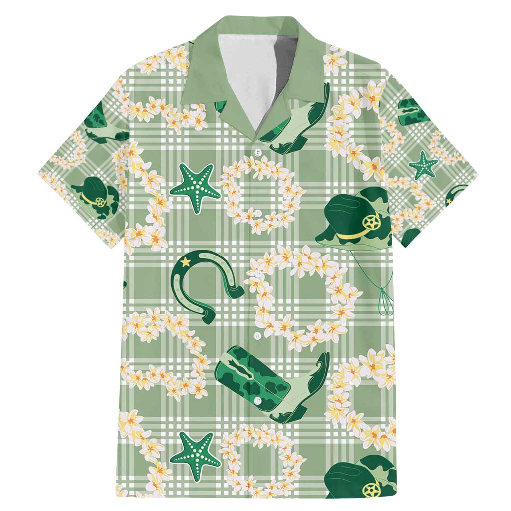 Aloha Hawaii Paniolo Mint Palaka Family Matching Mermaid Dress and Hawaiian Shirt Coastal Rodeo LT7 Dad's Shirt - Short Sleeve Mint - Polynesian Pride