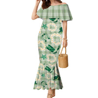 Aloha Hawaii Paniolo Mint Palaka Family Matching Mermaid Dress and Hawaiian Shirt Coastal Rodeo LT7 Mom's Dress Mint - Polynesian Pride