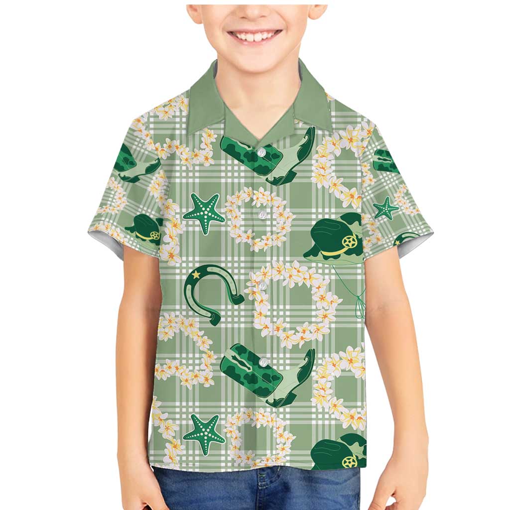 Aloha Hawaii Paniolo Mint Palaka Family Matching Mermaid Dress and Hawaiian Shirt Coastal Rodeo LT7 Son's Shirt Mint - Polynesian Pride