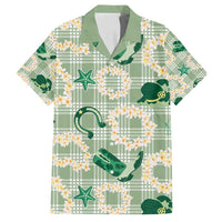 Aloha Hawaii Paniolo Mint Palaka Family Matching Off Shoulder Maxi Dress and Hawaiian Shirt Coastal Rodeo LT7 Dad's Shirt - Short Sleeve Mint - Polynesian Pride