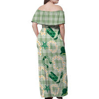 Aloha Hawaii Paniolo Mint Palaka Family Matching Off Shoulder Maxi Dress and Hawaiian Shirt Coastal Rodeo LT7 - Polynesian Pride