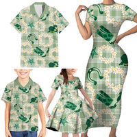 Aloha Hawaii Paniolo Mint Palaka Family Matching Short Sleeve Bodycon Dress and Hawaiian Shirt Coastal Rodeo LT7 - Polynesian Pride