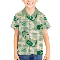Aloha Hawaii Paniolo Mint Palaka Family Matching Tank Maxi Dress and Hawaiian Shirt Coastal Rodeo LT7 Son's Shirt Mint - Polynesian Pride