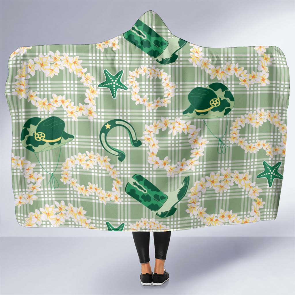 Aloha Hawaii Paniolo Mint Palaka Hooded Blanket Coastal Rodeo LT7 One Size Mint - Polynesian Pride