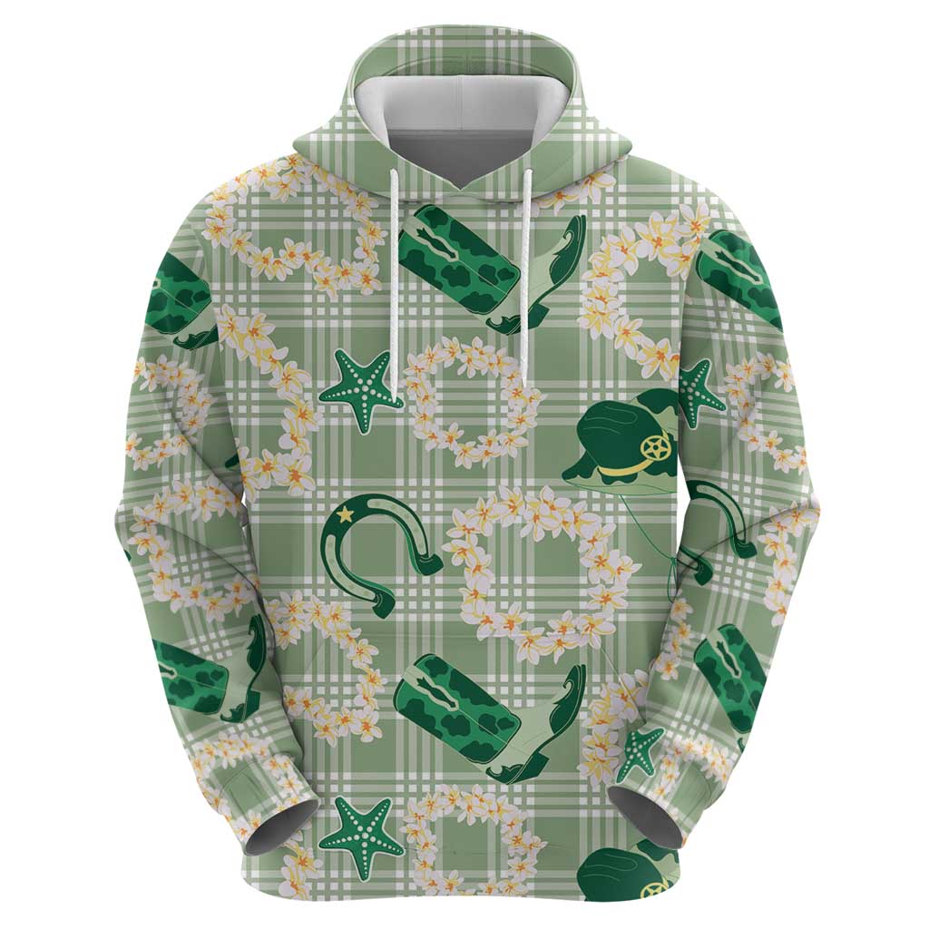 Aloha Hawaii Paniolo Mint Palaka Hoodie Coastal Rodeo - Polynesian Pride