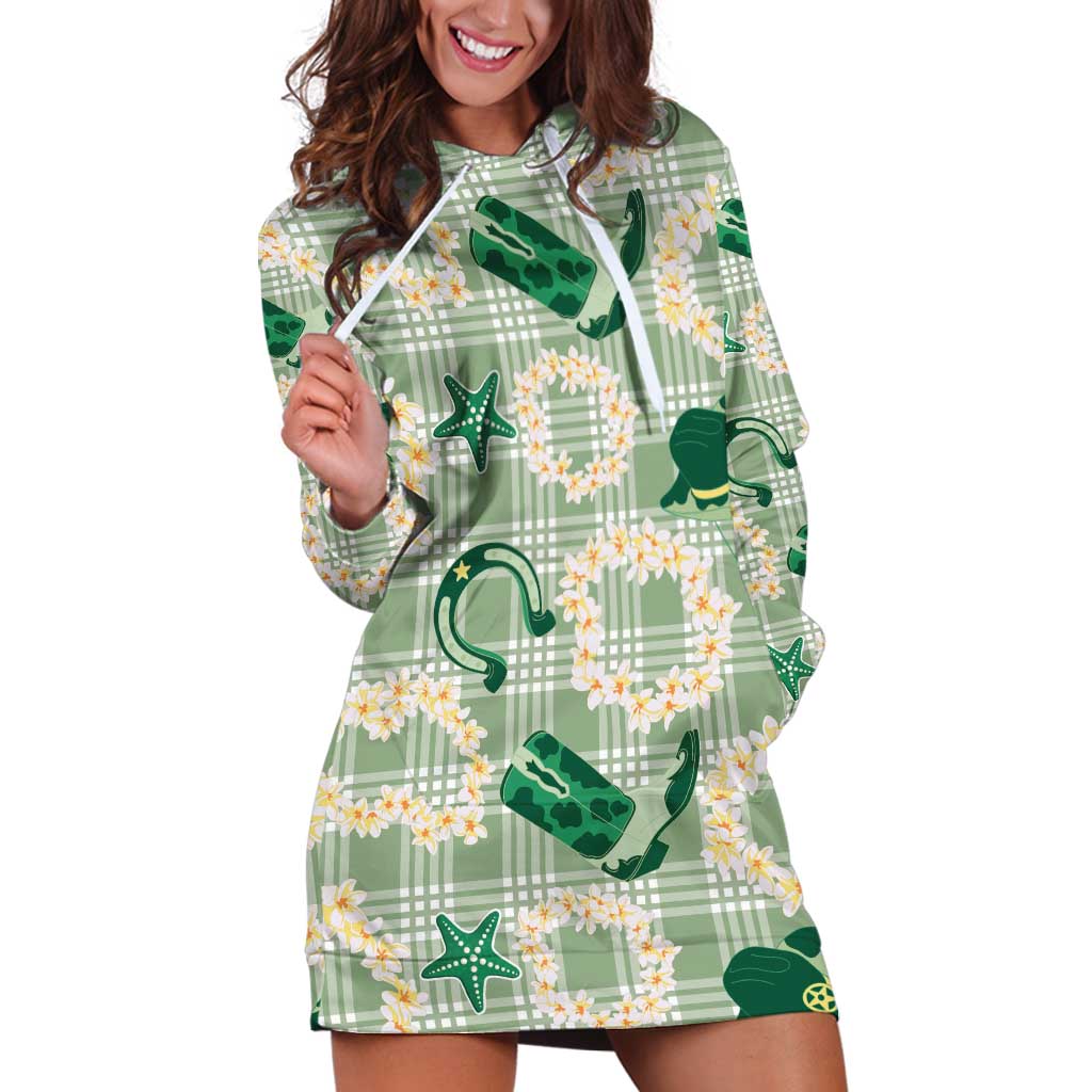 Aloha Hawaii Paniolo Mint Palaka Hoodie Dress Coastal Rodeo LT7 Mint - Polynesian Pride
