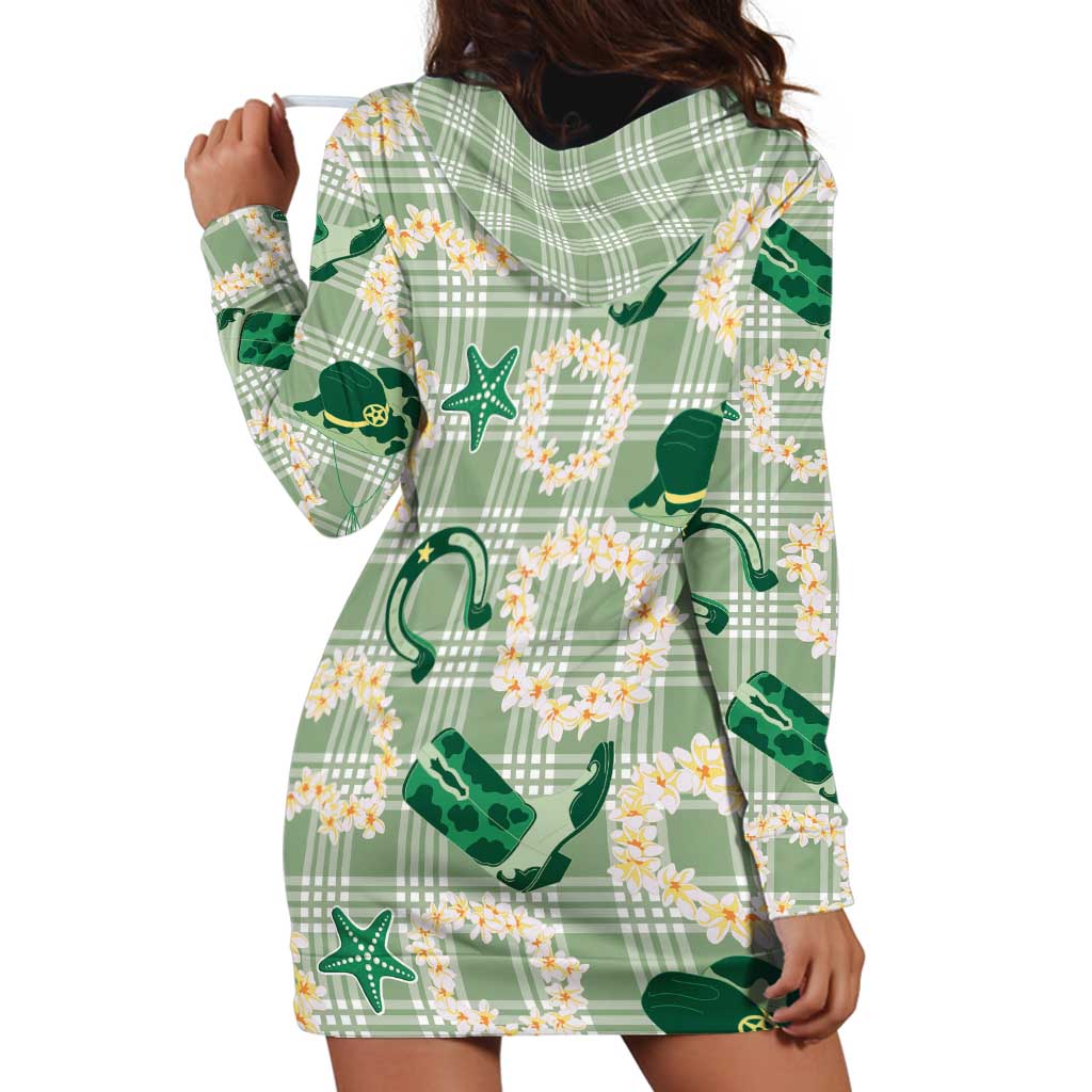 Aloha Hawaii Paniolo Mint Palaka Hoodie Dress Coastal Rodeo LT7 - Polynesian Pride