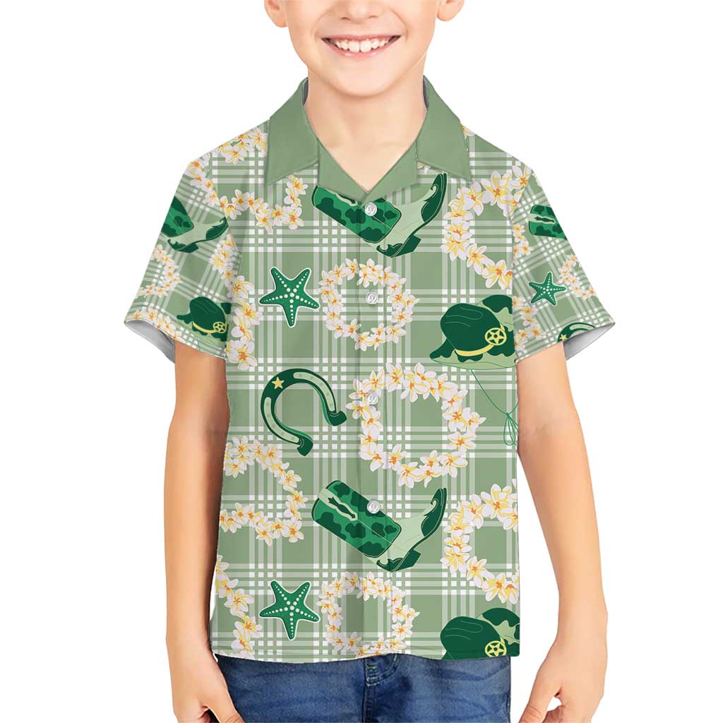 Aloha Hawaii Paniolo Mint Palaka Kid Hawaiian Shirt Coastal Rodeo LT7 Kid Mint - Polynesian Pride